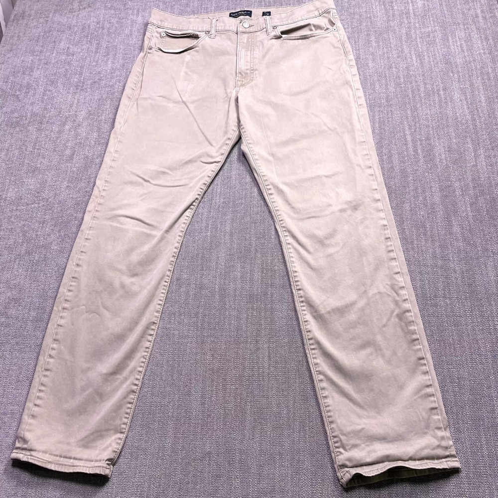 Lucky Brand 121 Slim Jeans Mens 36x32 Beige Light Wash Straight Leg Casual